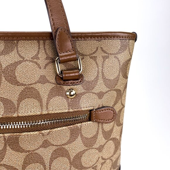 COACH Signature C Coated Canvas Brown Tote Shoulder Bag - J1723-F58294 - Picture 11 of 16
